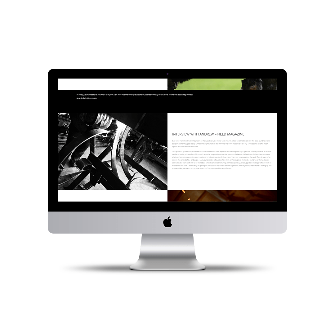 About page website design for Andrew Kay Sculpture