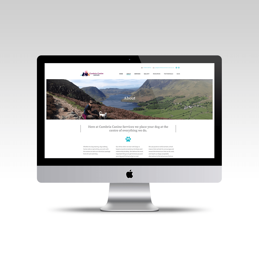 About page website design for Cumbria Canine Services