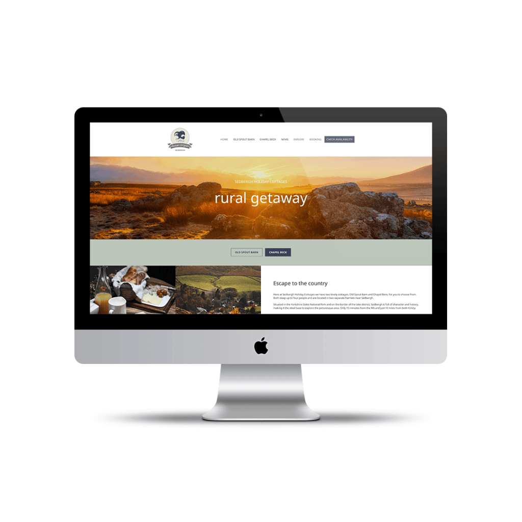 Website Design showing the Home Hero section for Sedbergh Holiday Cottages