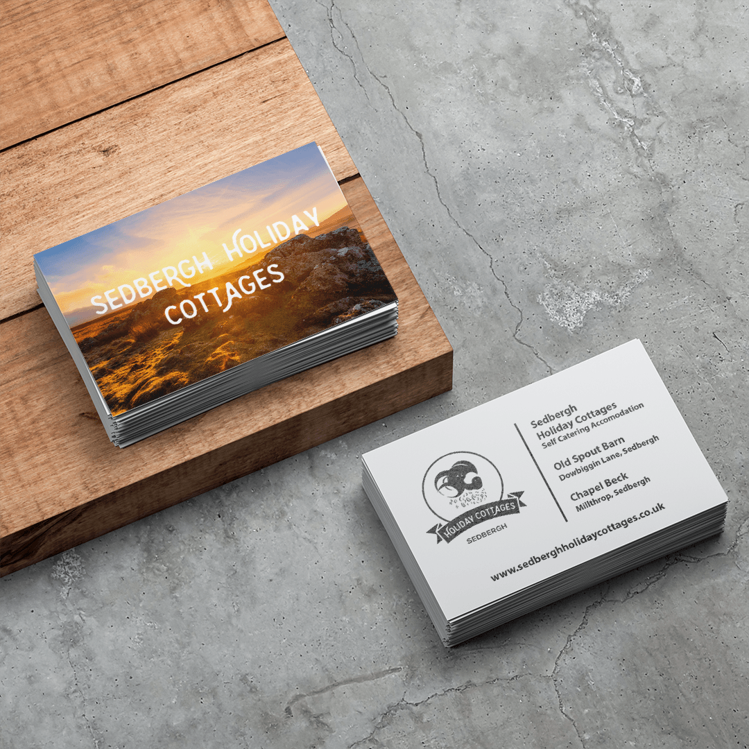 Sedbergh Holiday Cottages revamped logo on a business card front and back