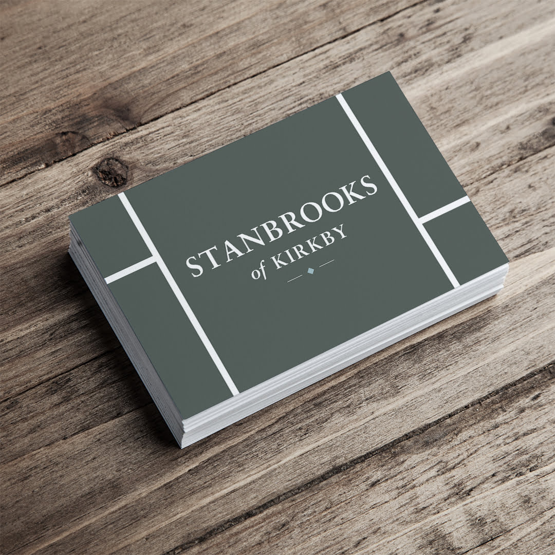 Logo design on a business card for Stanbrooks of Kirkby