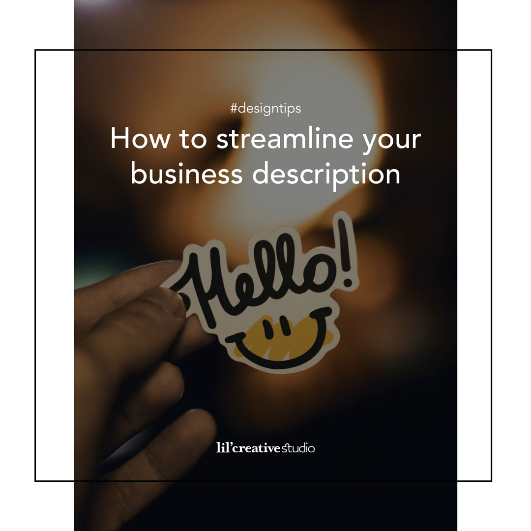How to streamline your business description - hand holding smiley face and hello sticker