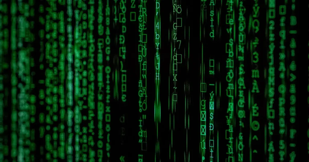 Green online code in the Matrix movie style