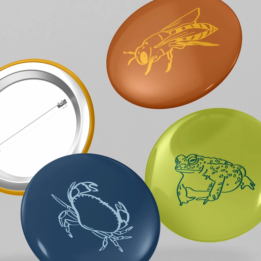 Colourful round badges with illustrated icons created for the Earnse brand design extension